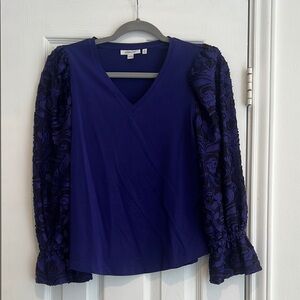 Chico's Purple Women's Top with Lace Sleeves